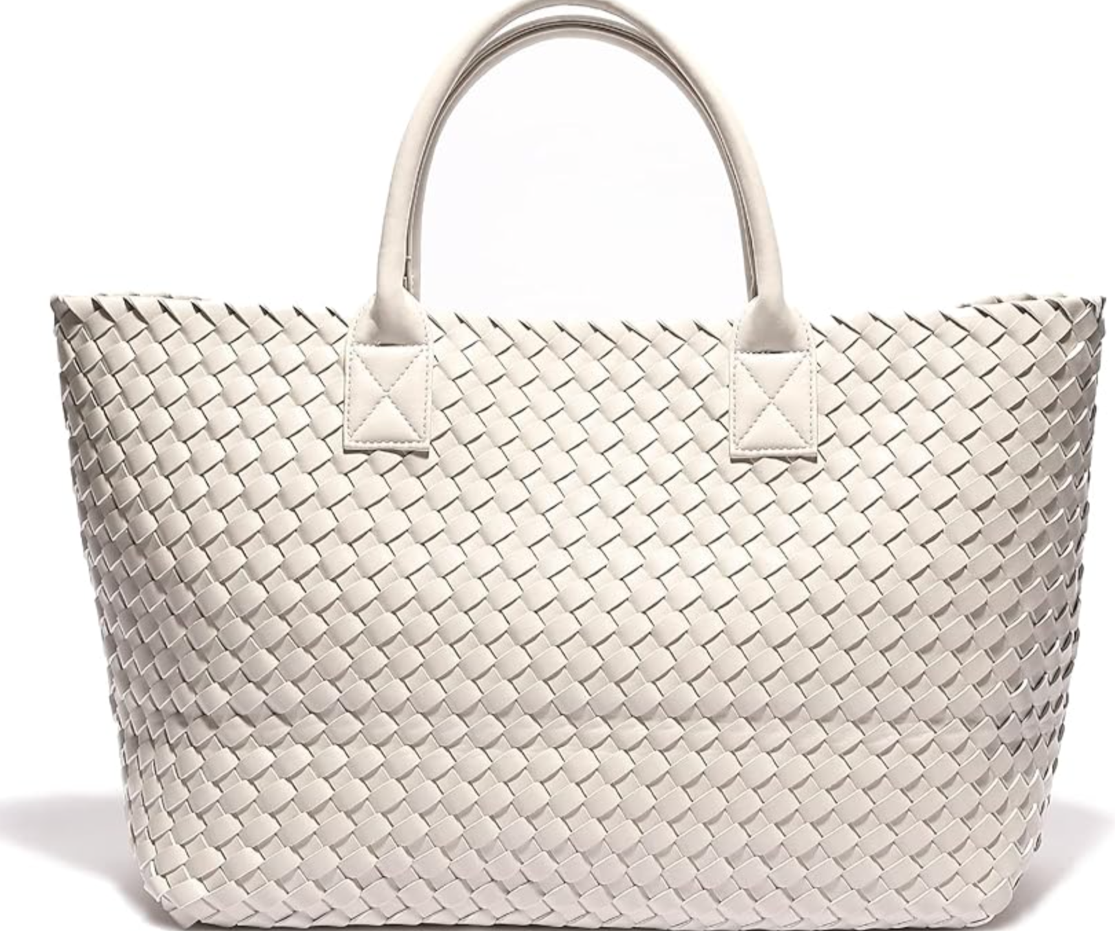 Ivory cream woven intrecciato structured summer tote bag under $100 from Amazon