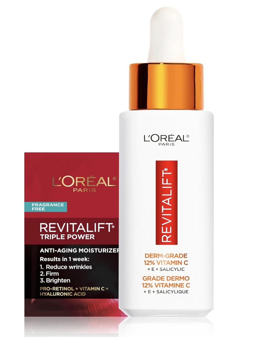 L’Oréal Paris RevitaLift 12% Vitamin C + E + Salicylic Acid Serum bottle.