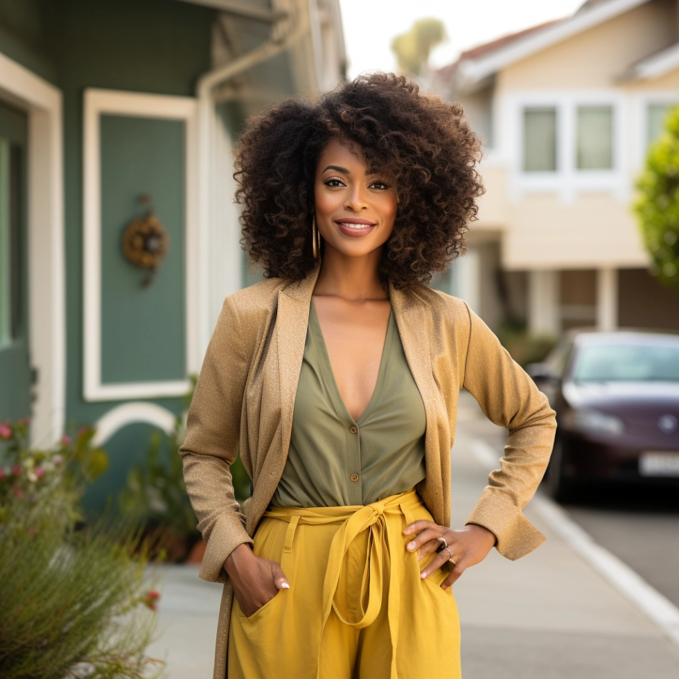 Chic everyday look with a white blouse and tailored trousers for a soft classic style.
