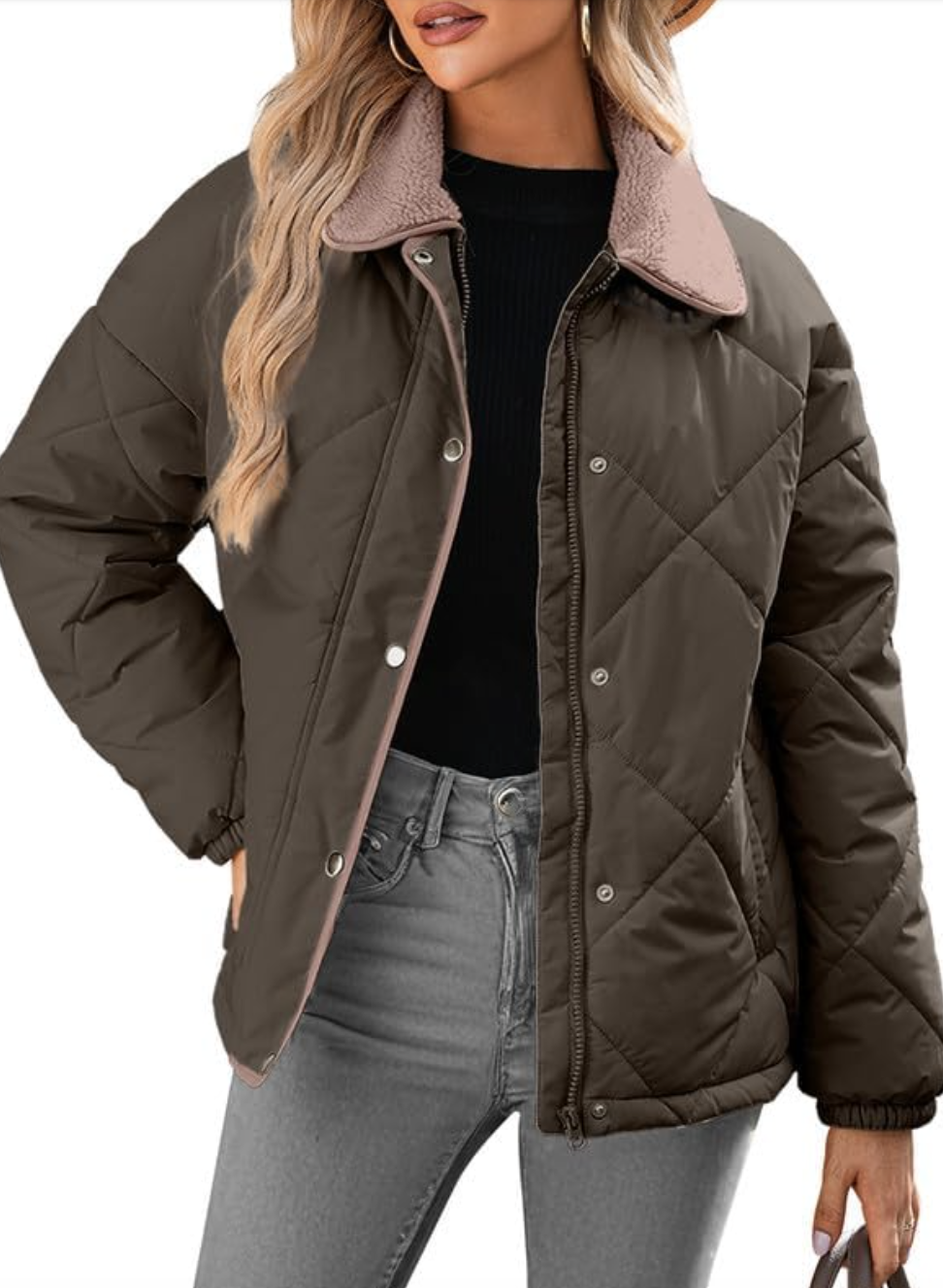 Dokotoo quilted collared jacket styled for fall, featured in an Autum Love guide