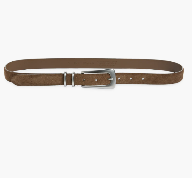 Madewell cognac elongated suede buckle belt for fall denim outfits