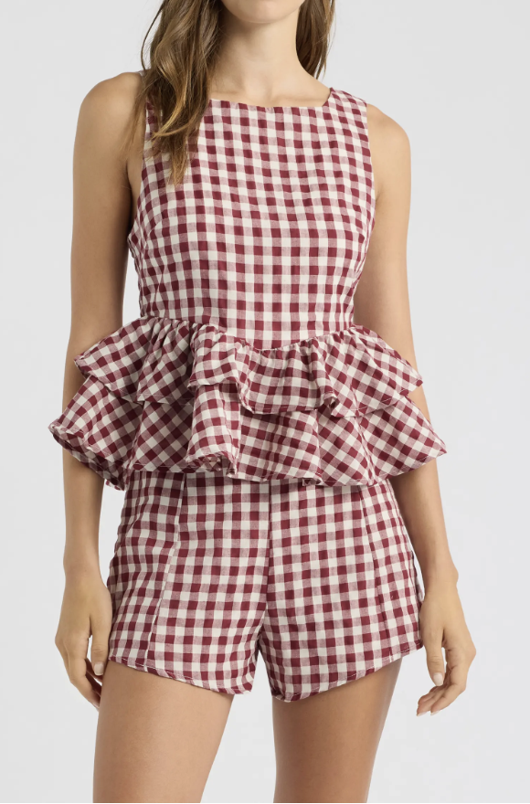 Petal and Pup Rory gingham peplum tank for early fall