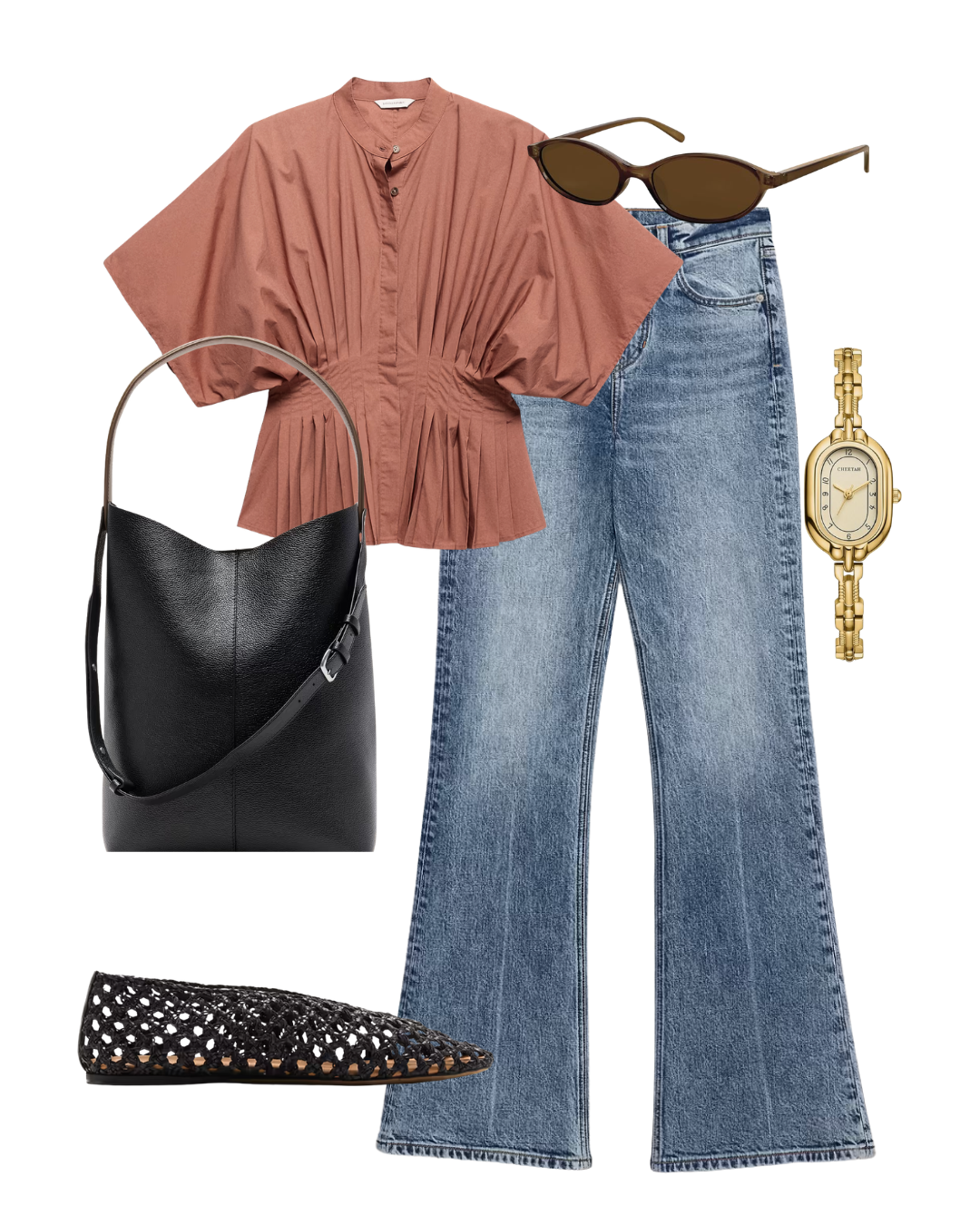 Bootcut jeans worn with pointed ankle boots and a streamlined knit for a current 2026 look.