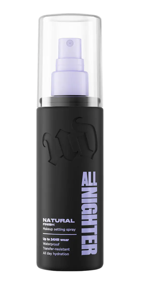Urban Decay All Nighter setting spray designed to extend makeup wear.