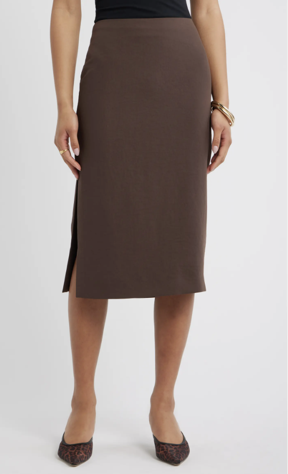 Open Edit Curator espresso brown pencil skirt for polished fall outfits