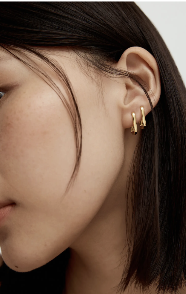 Monica Vinader Alta slim huggie hoop earrings for everyday wear.