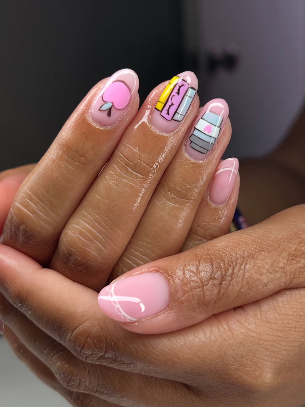 Cute notebook-line nail art for a back-to-school manicure