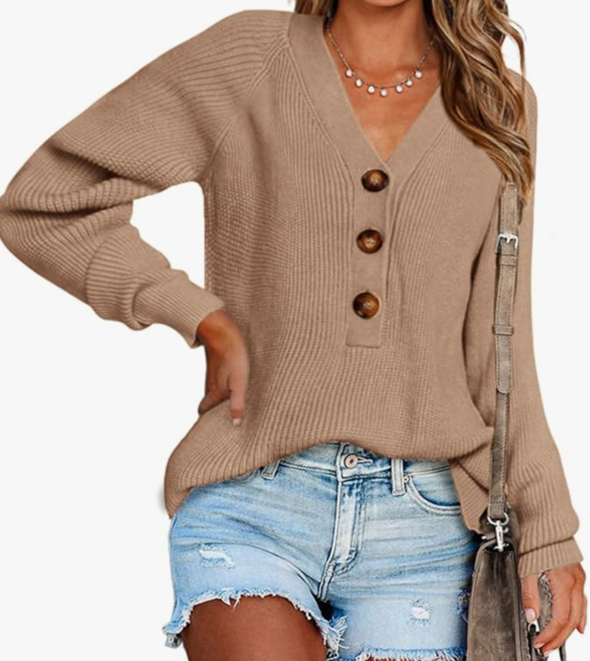 V Neck Button Down Sweater