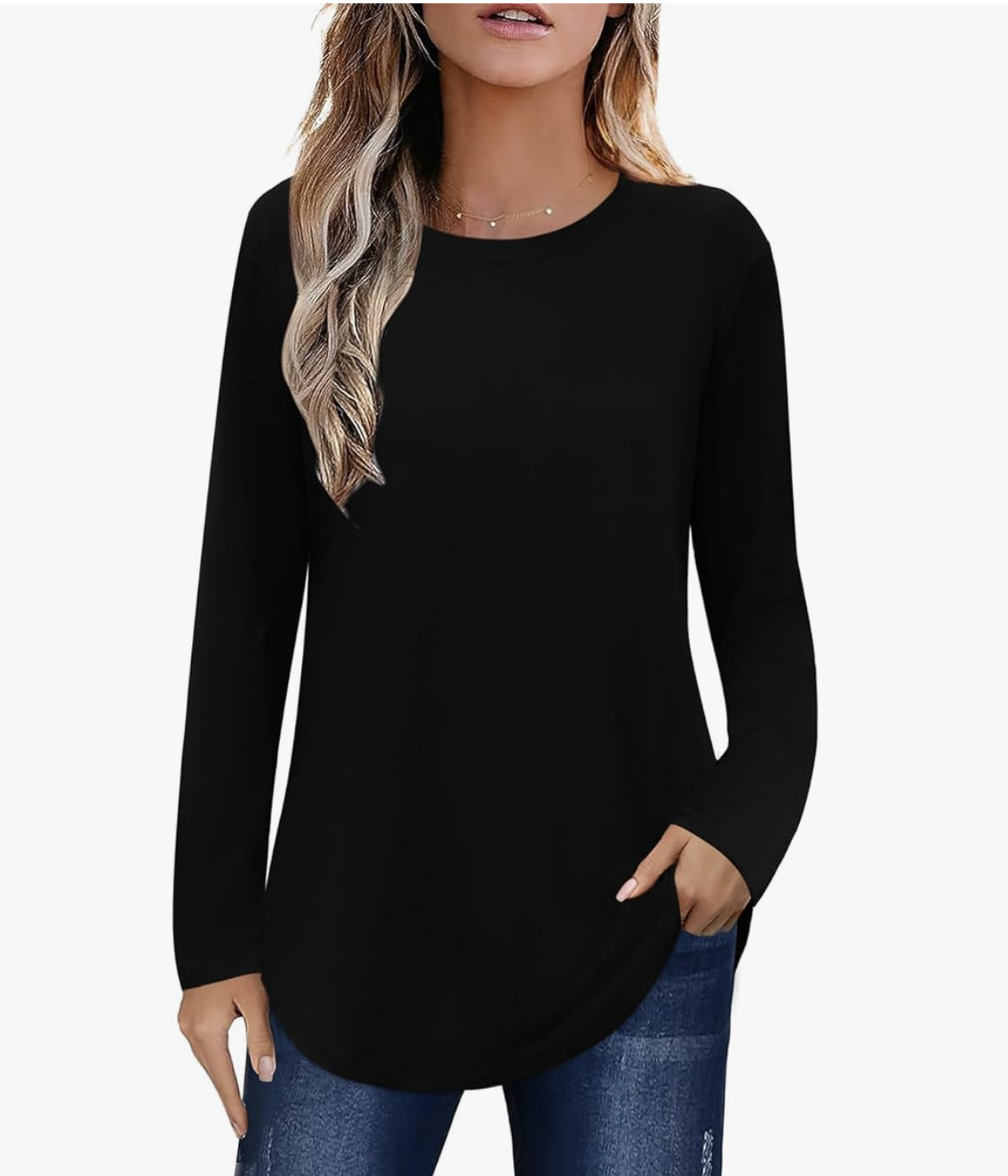 Black Long Sleeve Tunic Top