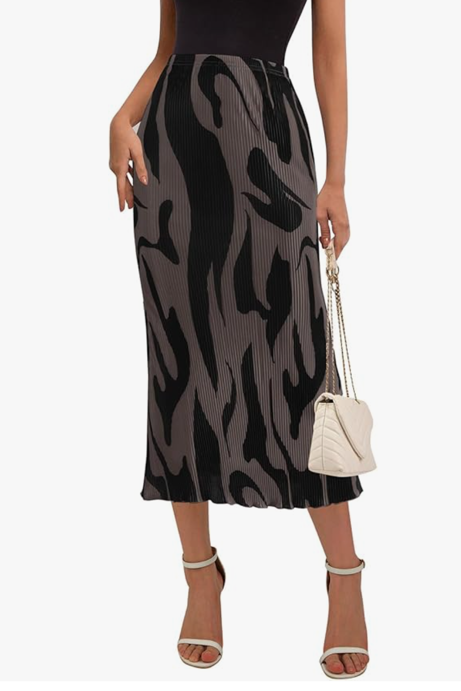 Graphic Print A Line Pleated Long Skirts