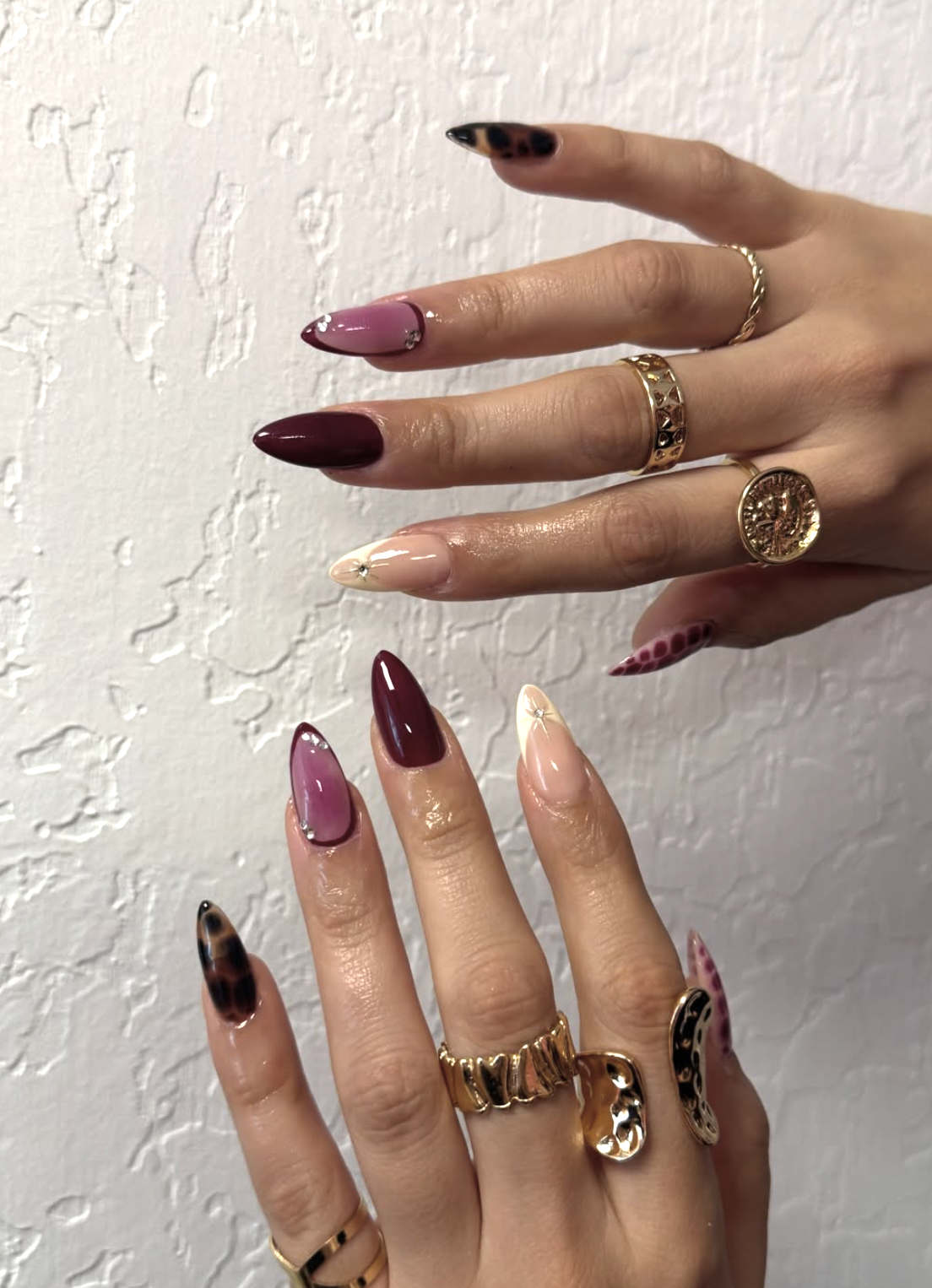 Black-cherry jelly red nail polish manicure