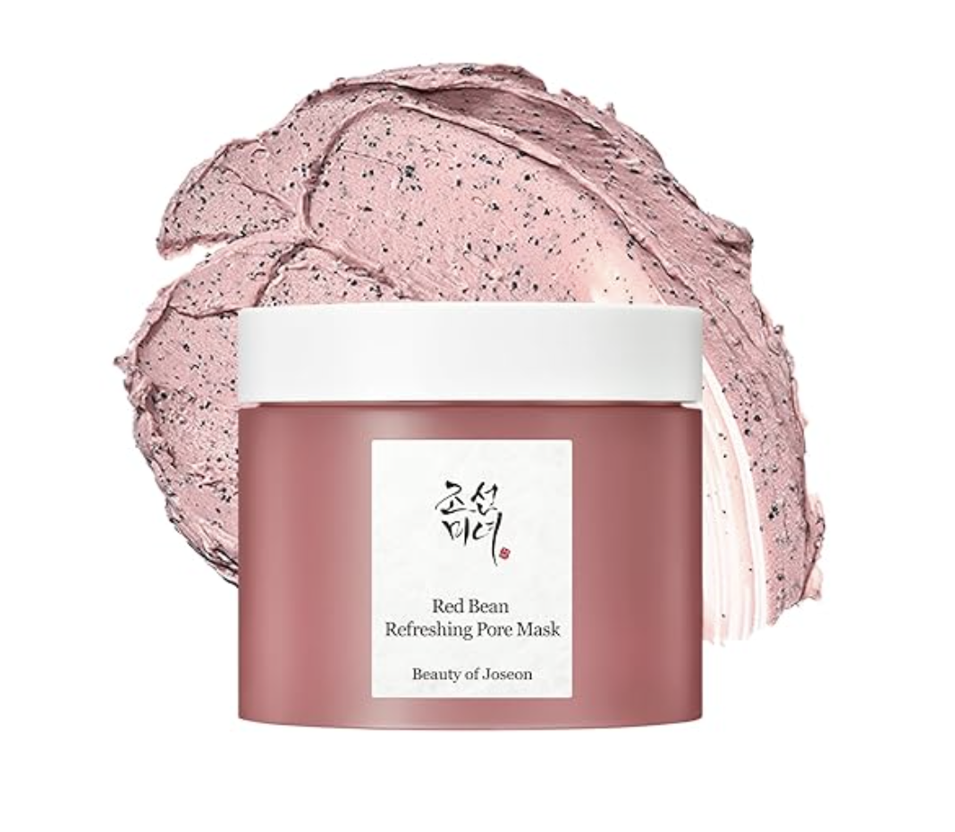 A jar of [Beauty of Joseon Red Bean Refreshing Pore Mask], a hydrating and exfoliating pink mud cream wash-off pack.