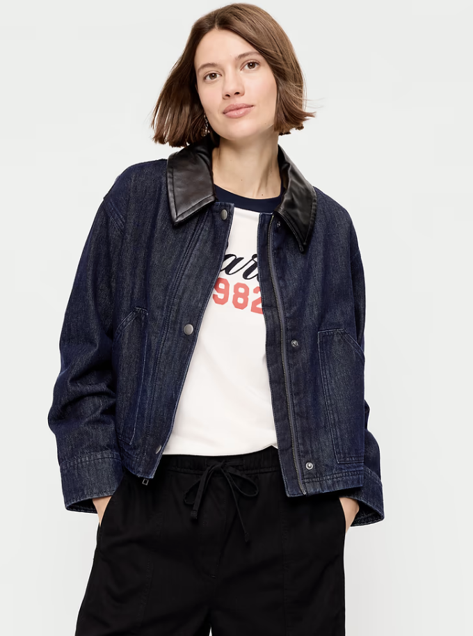 Old Navy Cropped Barn Jacket, studio product photo.