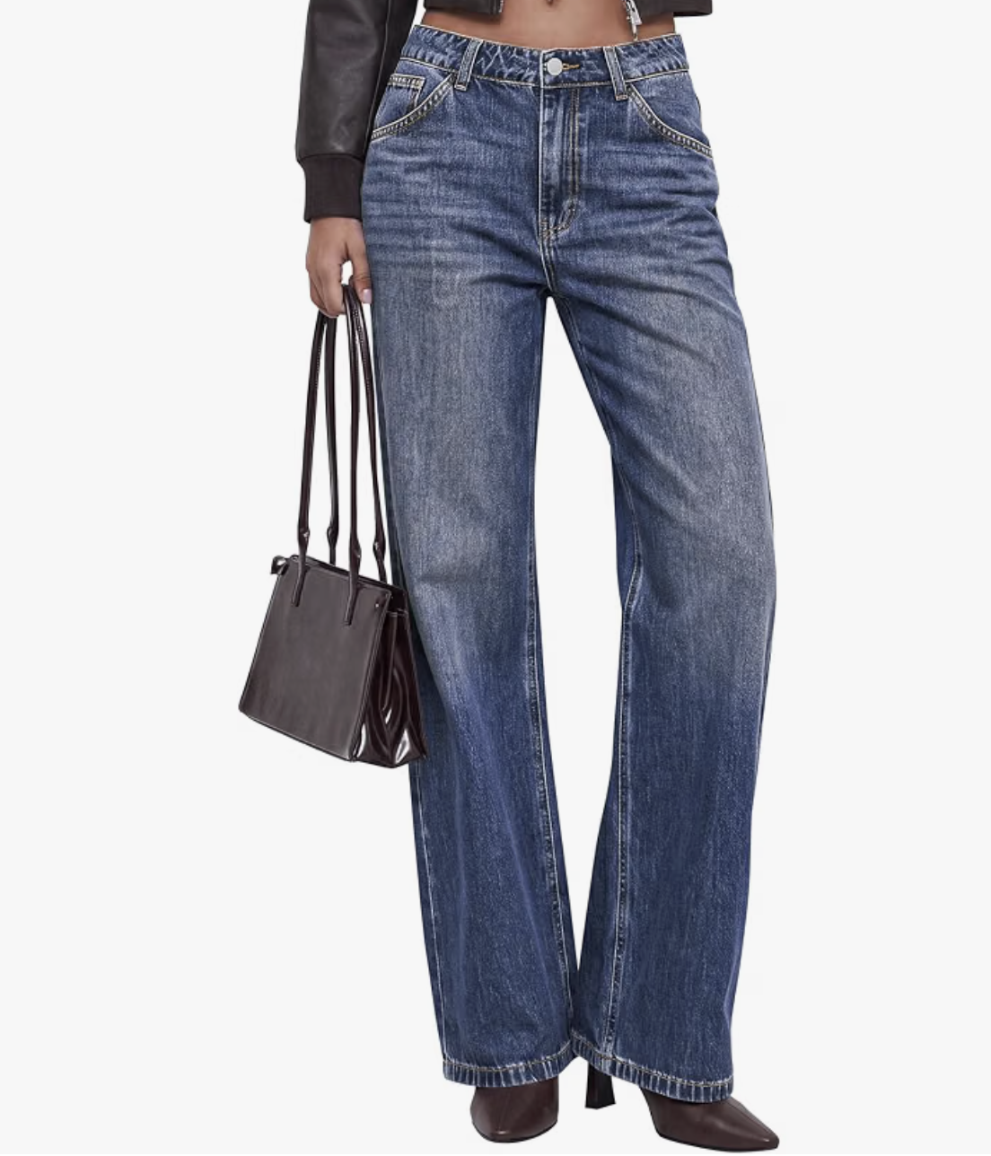 BTFBM High-Waist Straight-Leg Jeans, product photo.