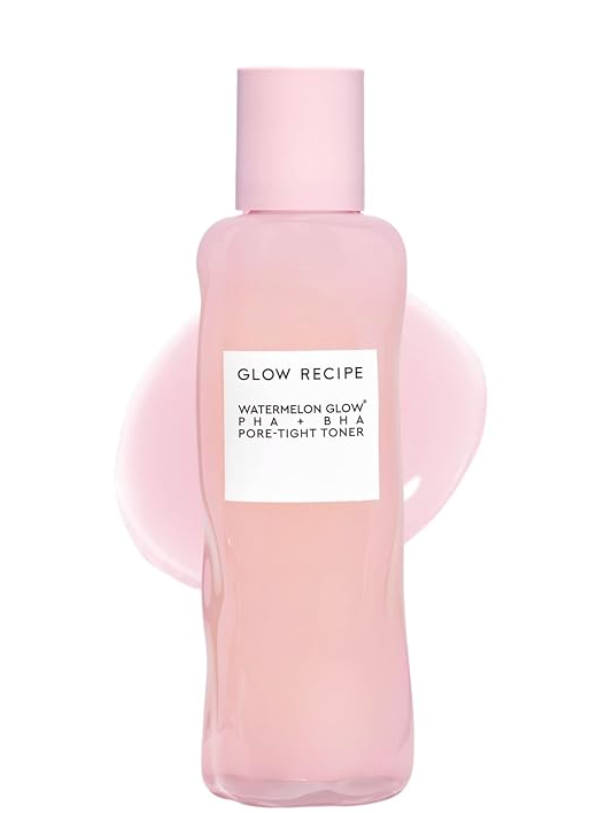 A pink bottle of Glow Recipe Watermelon Glow PHA + BHA Pore-Tight Toner, a viral hydrating and exfoliating facial toner.