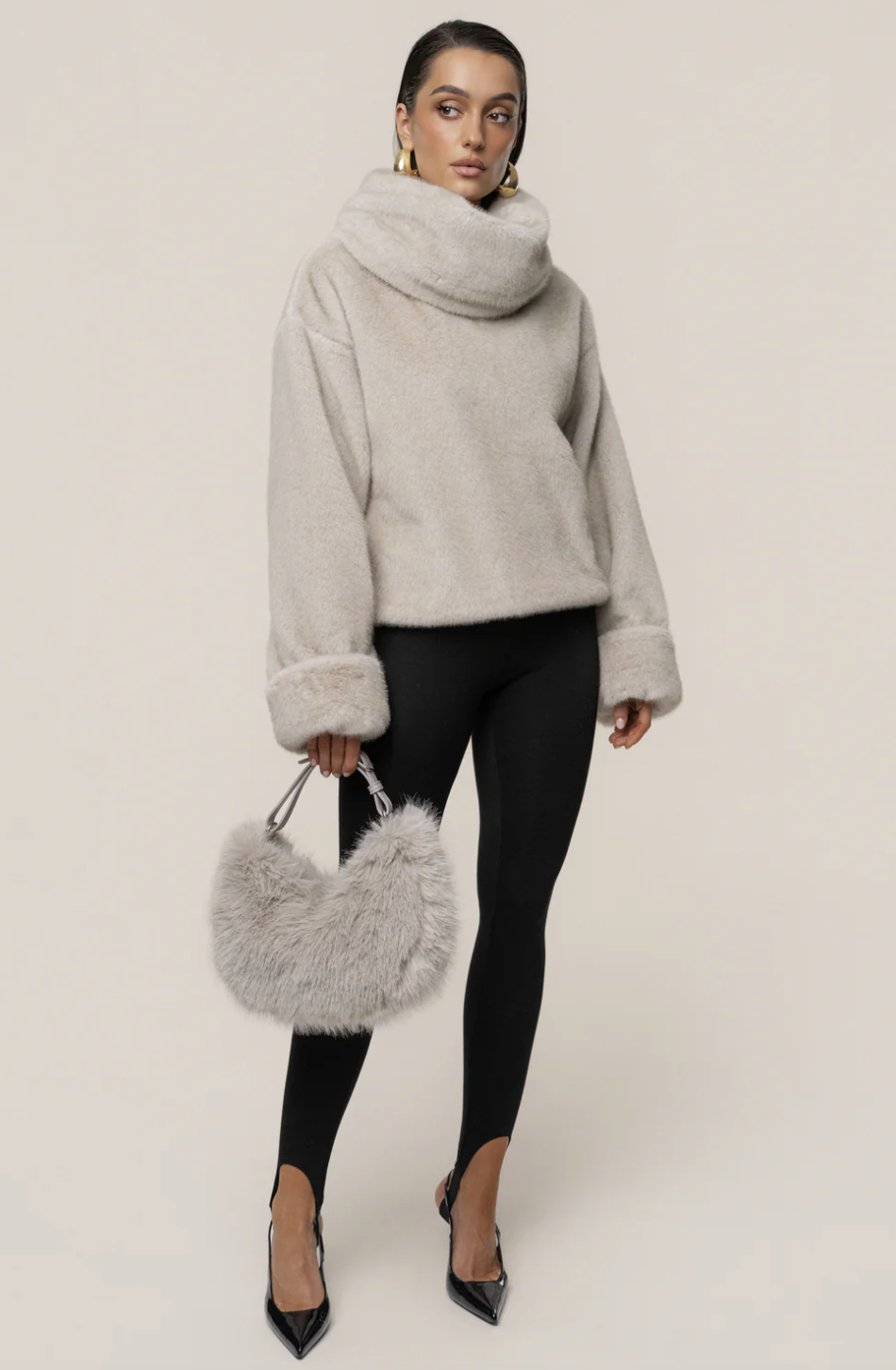 Stone Polished Faux Fur Pullover Sale price$140.00