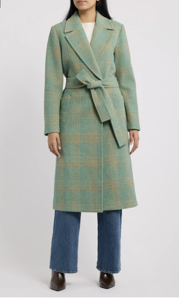 Bernardo belted longline wool-blend coat for women