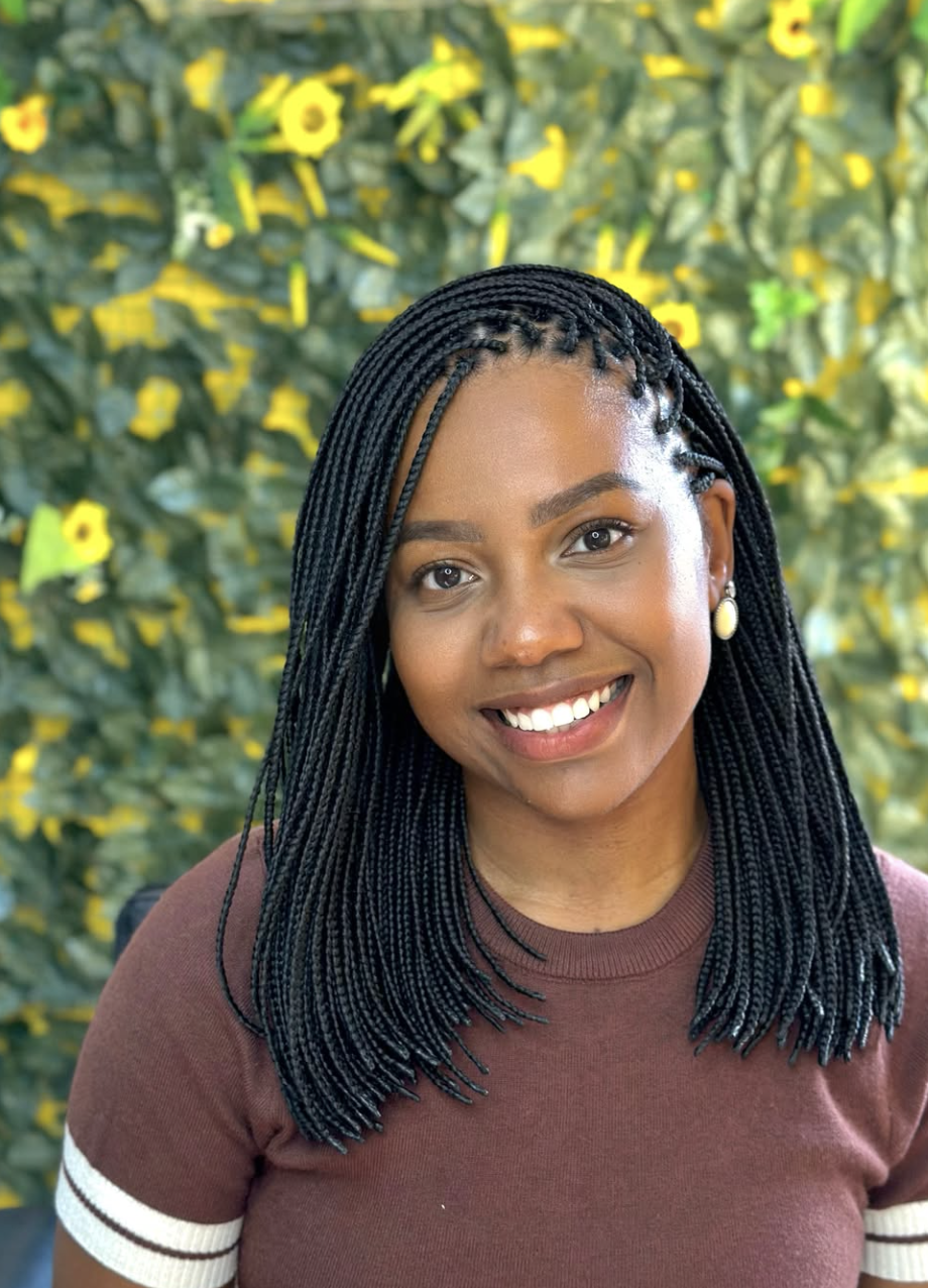 Small braids styled in a blunt neck-length bob.