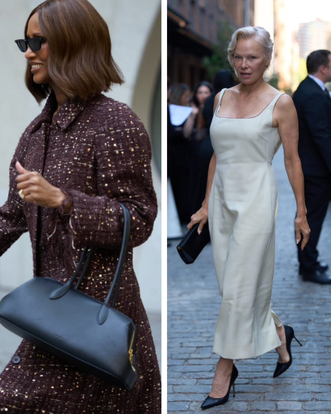 Storm Reid, Iman, Viola Davis, Cynthia Erivo, Pamela Anderson and Katie Holmes in celebrity New York Fashion Week outfits.