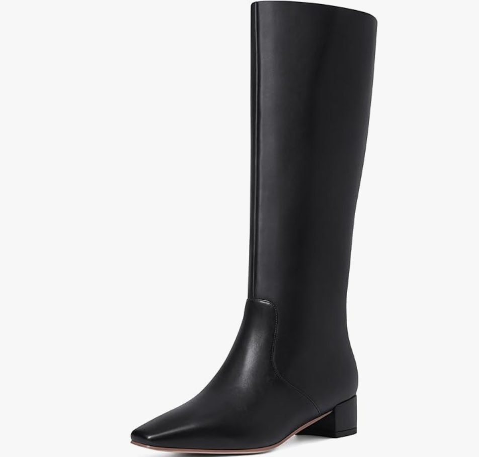 Square Toe Chunky Heels Tall Boots