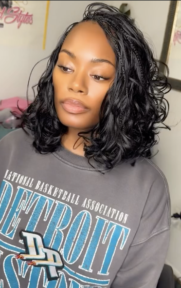 French-curl bob braids with smooth curled ends.