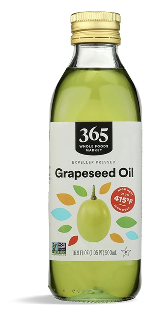 Bottle of grapeseed oil for lightweight use on low-porosity hair
