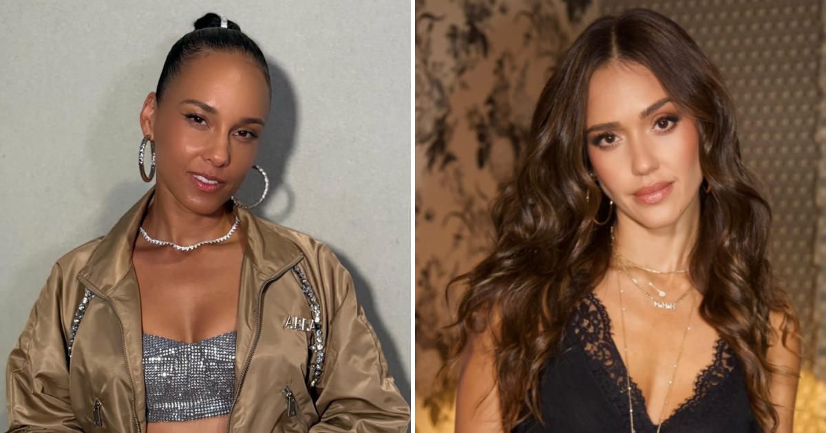 Alicia Keys and Jessica Alba illustrating how different color seasons and palettes harmonize with medium skin tones.
