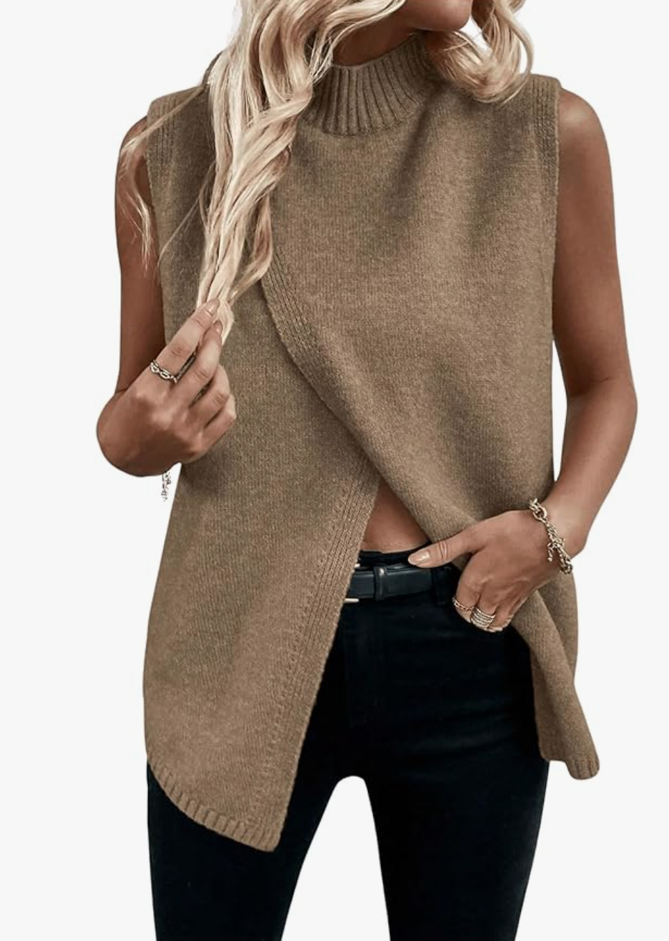 Sweater Vest Mock Neck