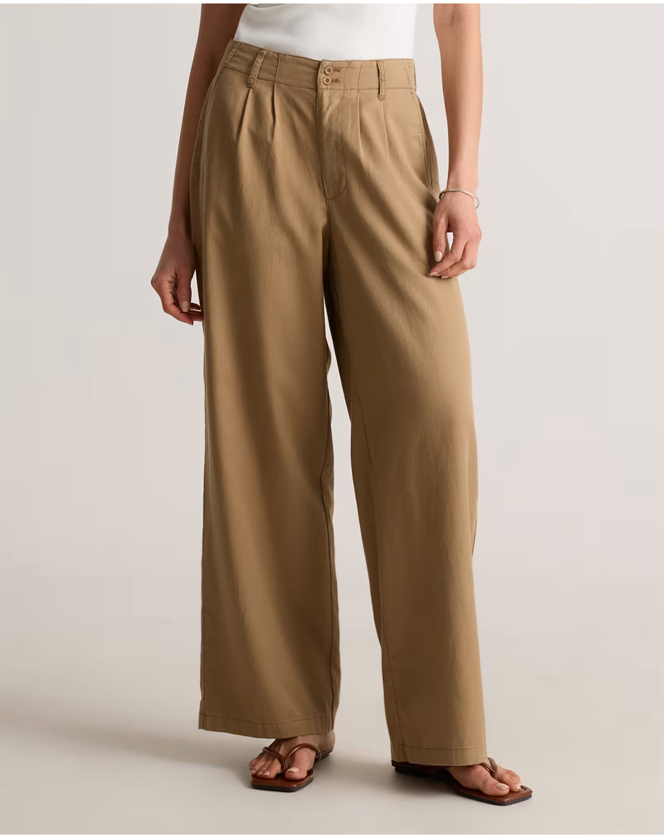 Drapey Twill Pleated Trouser