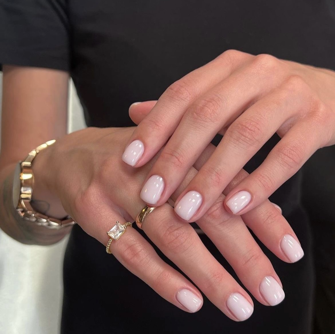 2026 nail trends: Milky white nails with a glossy, sheer finish for a clean girl aesthetic.