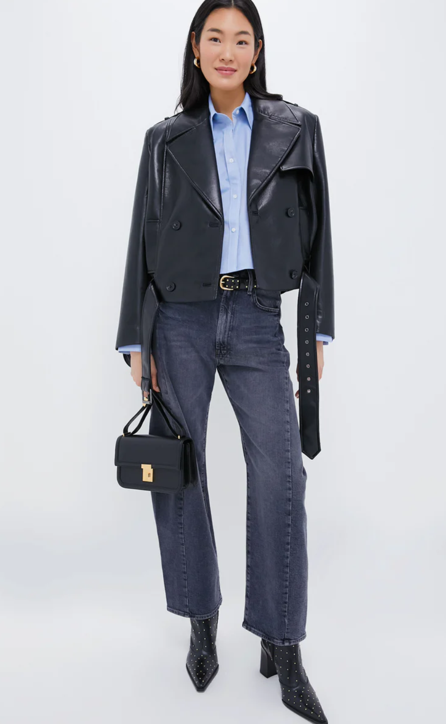 Anine Bing  Black Recycled Leather Simone Jacket