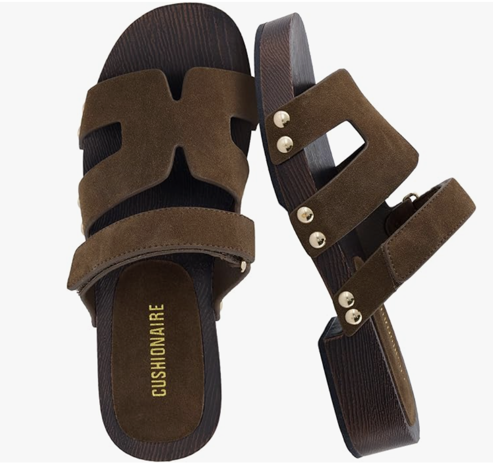 A pair of tan vegan leather suede platform sandals by Tokyo with two wide straps and a chunky platform sole.