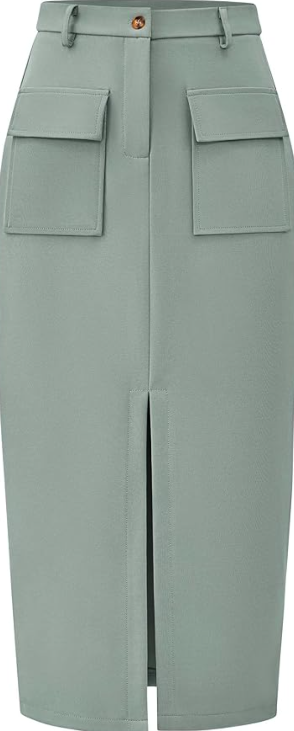 High Waisted Cargo  Midi Skirt