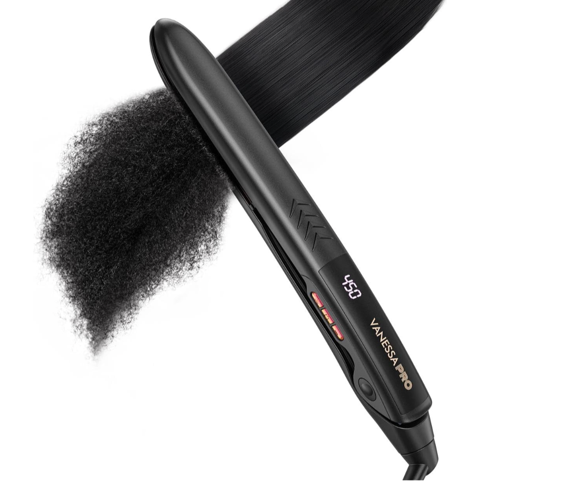 Best hair straightener for thick hair: Vanessa Pro titanium flat iron review for coarse and curly hair types.