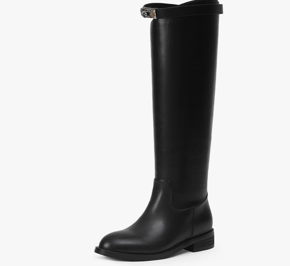 Silver Buckle Women's Knee High Boots Round