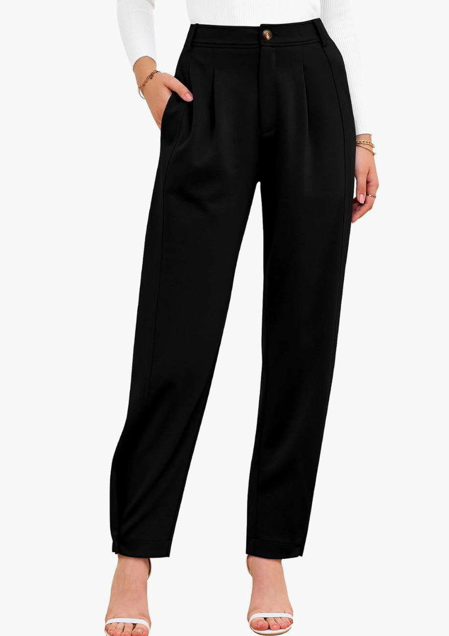 Elastic High Waist Dress Trousers