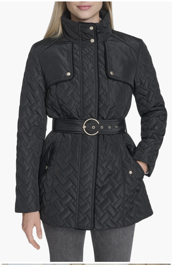 Cole Haan belted travel rain jacket styled for fall, featured in an Autum Love guide