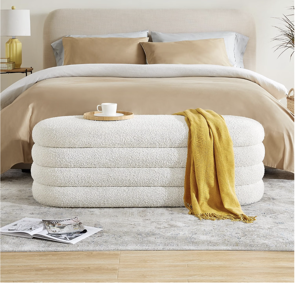 Upholstered storage ottoman bench