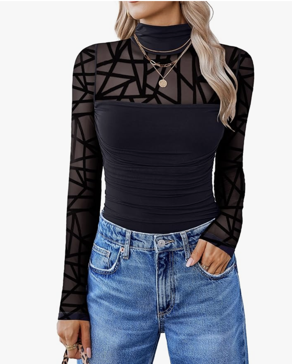 Mesh One Piece Leotard Shirt