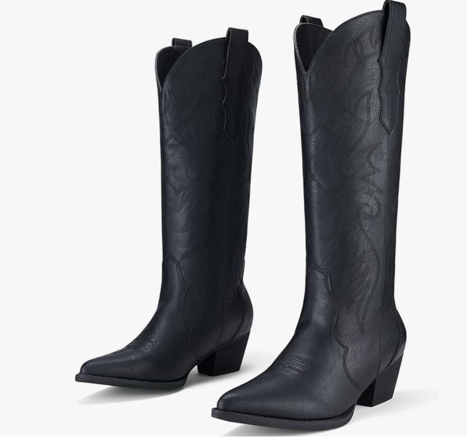 Western Boots Pointy Toe with Chunky Heel