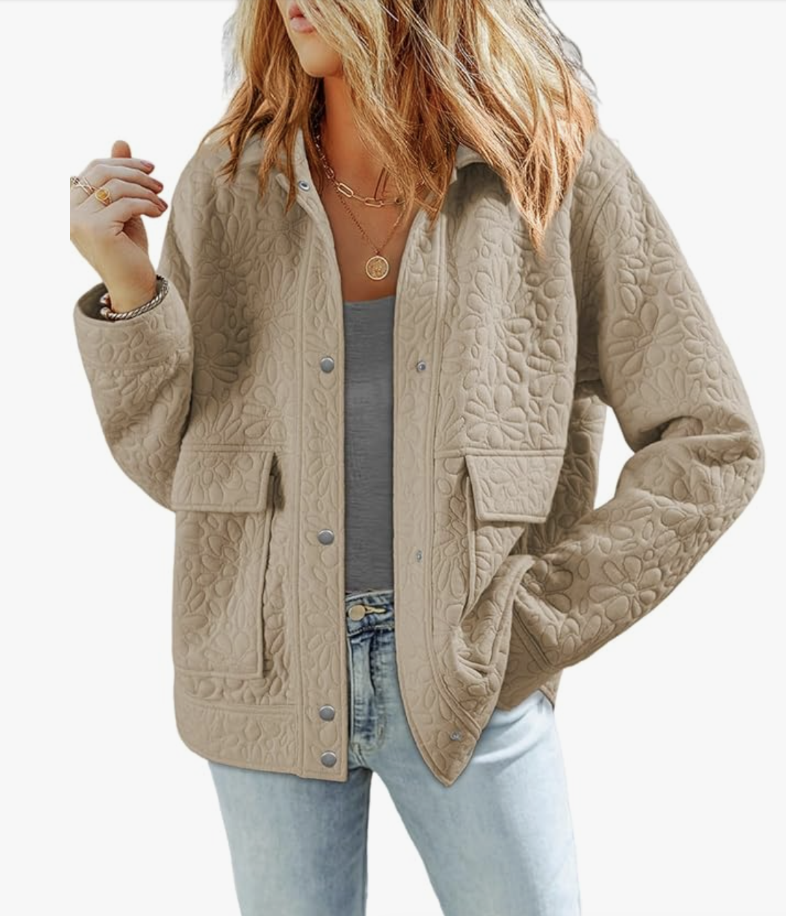 Dokotoo jacquard jacket styled for fall, featured in an Autum Love guide