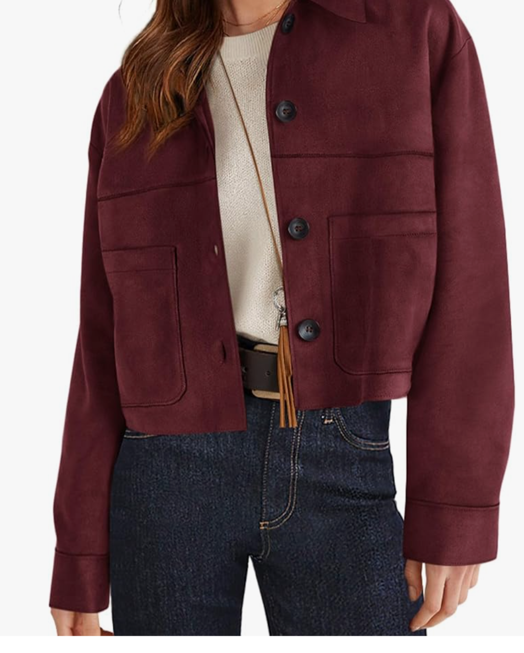 Faux Suede Cropped Jacket