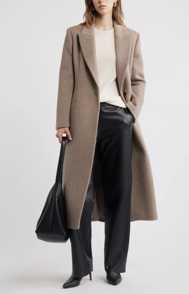 Nordstrom sculpted wool and cashmere blend coat with a tailored silhouette.