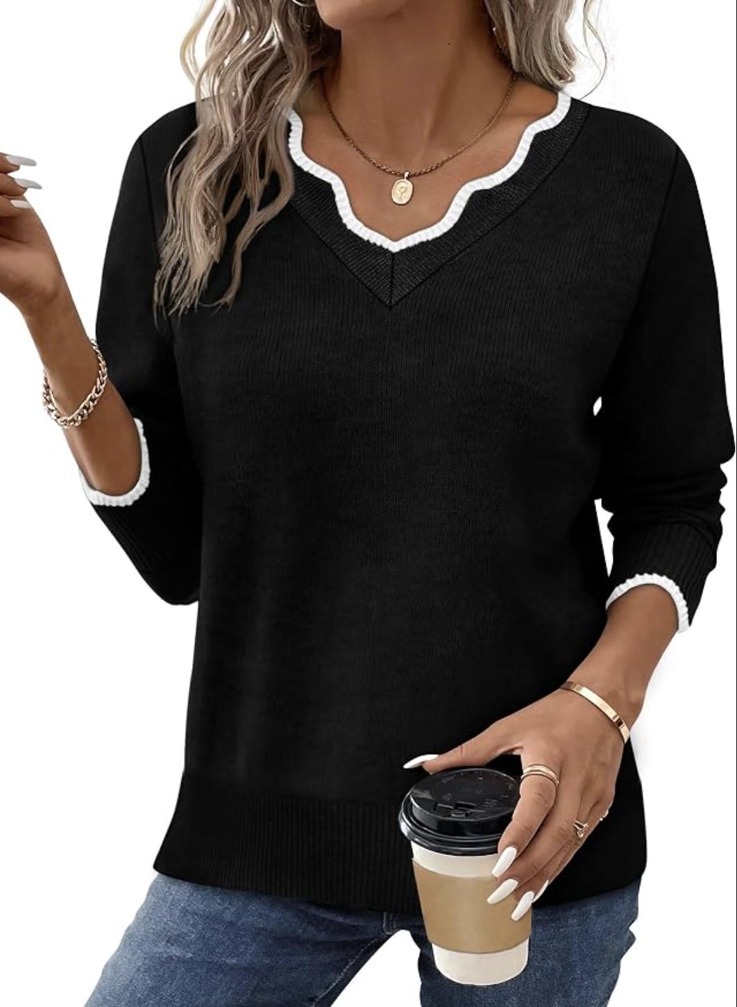 OFEEFAN V-neck pullover styled for fall, featured in an Autum Love guide