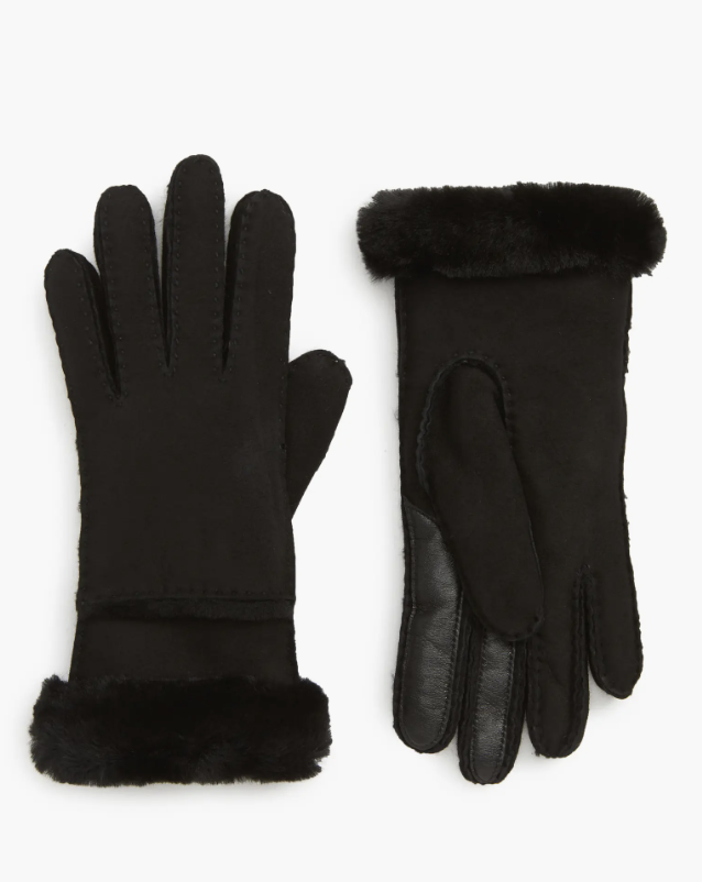 Black UGG shearling-lined touchscreen gloves