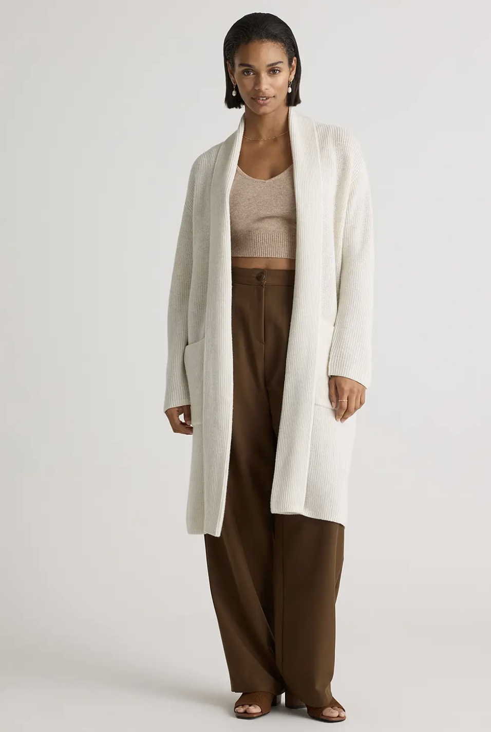 Quince Australian merino wool duster cardigan in heather bone