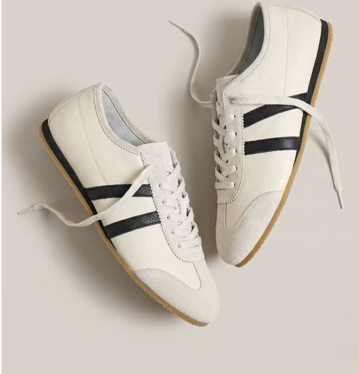 Quince Italian leather and suede low profile sneaker in birch