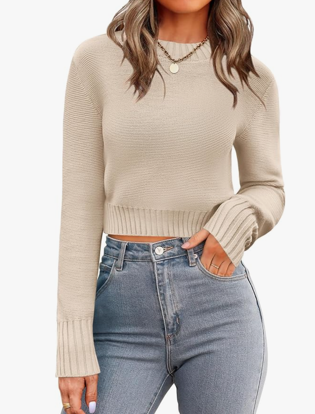 Fall Crewneck Cropped Sweater