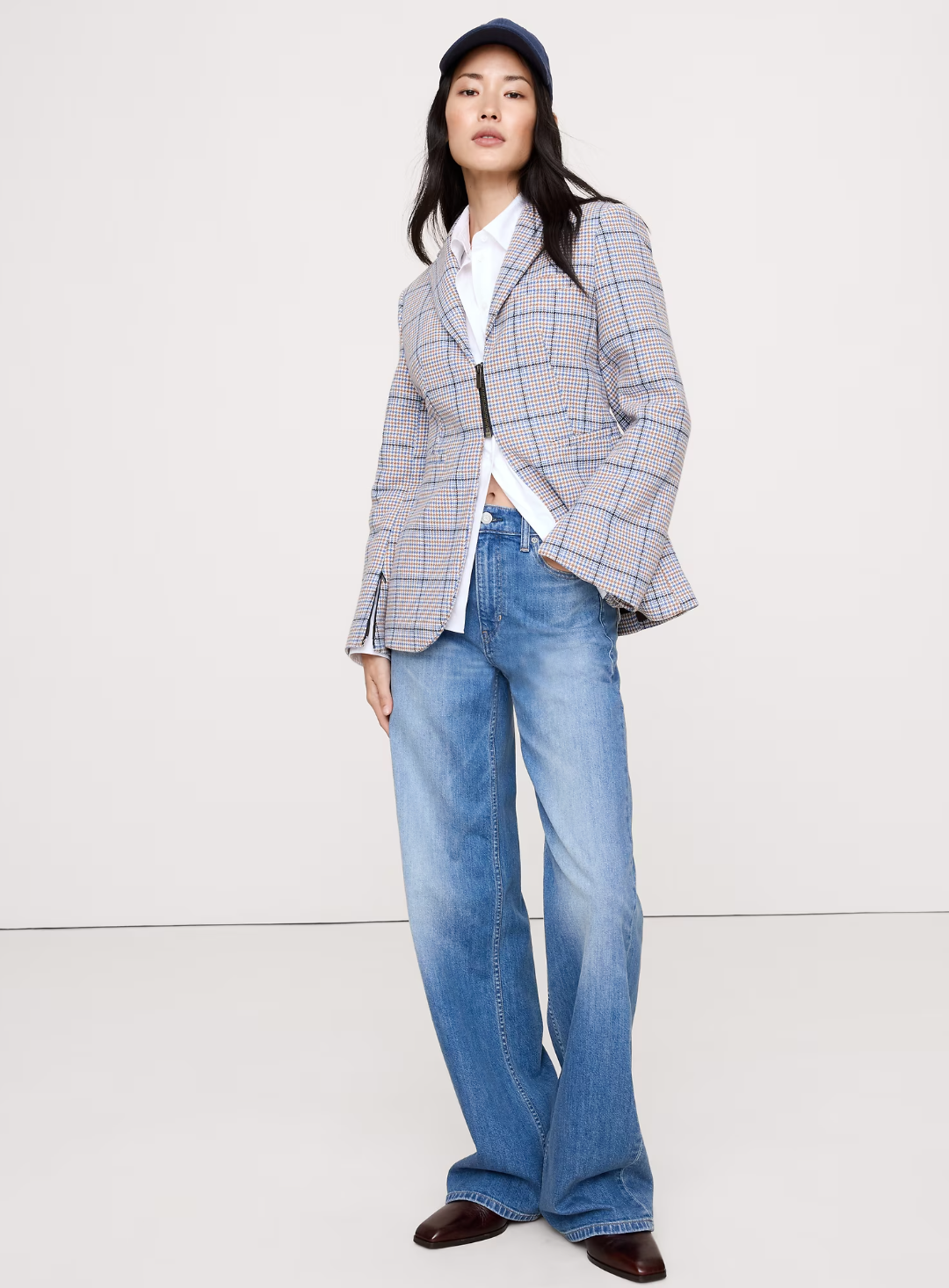 Italian Plaid Zip Blazer