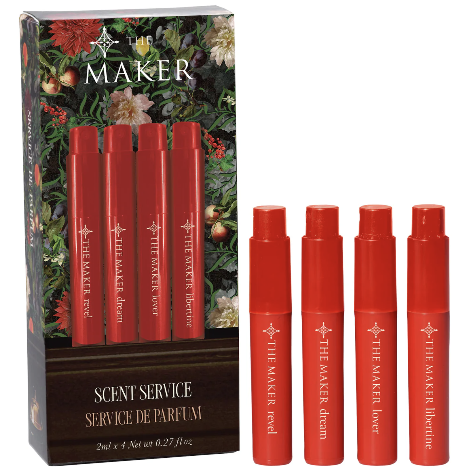 The Maker fragrance discovery set with sample vials arranged inside the box